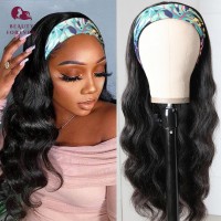 Beauty Forever Glueless Headband Wigs Brazilian Body Wave Human Hair Wigs With Headband Scarf Remy Hair Wigs No Glue No Sew In