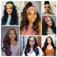 Beauty Forever Glueless Headband Wigs Brazilian Body Wave Human Hair Wigs With Headband Scarf Remy Hair Wigs No Glue No Sew In