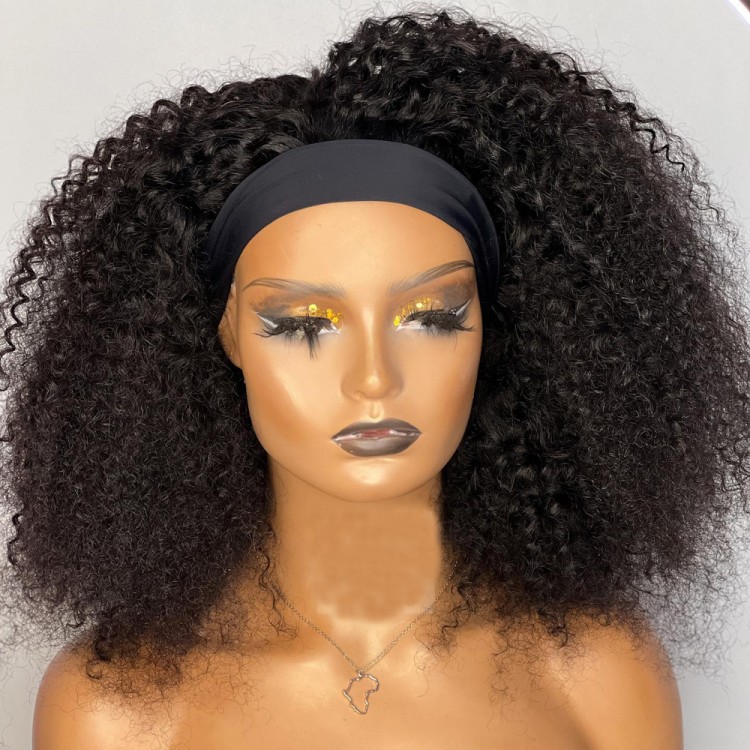 Kinky Curly Headband Wig Human Hair Glueless Kinky Curly Wigs Full Machine Made Brazilian Virgin Human Hair For Women