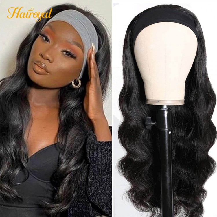 Body Wave Headband Wigs Brazilian Human Hair Wigs For Black Women With Headband Glueless Remy Head band Scarf Wig Human Hair