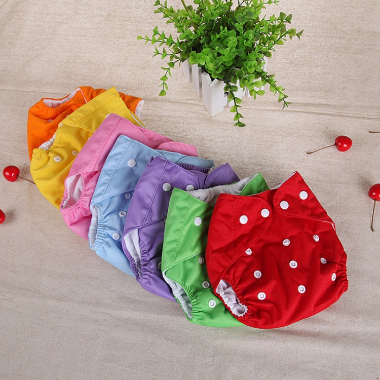 1PC Ecology Cloth Diapers Baby Diaper Reusable Waterproof Panties Solid Color Cloth Nappies For 0-1 Year Baby
