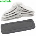 Reusable Washable Diaper Inserts Bamboo Cotton Elastic Inserts Boosters Liners For Baby Diaper Cover Nappies Charcoal Insert