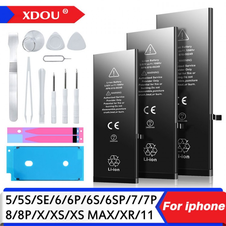 2022 Zero-cycle High-quality Battery For iPhone 5 6 6S 5S SE 7 8 Plus X Xs Max 11 Pro Mobile Phone  With Free Tools Sticker