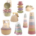 Baby Bath Toys Stacking Cup Toys Colorful Early Educational Intelligence Gift Boat-shaped Stacked Cup Folding Tower Toys