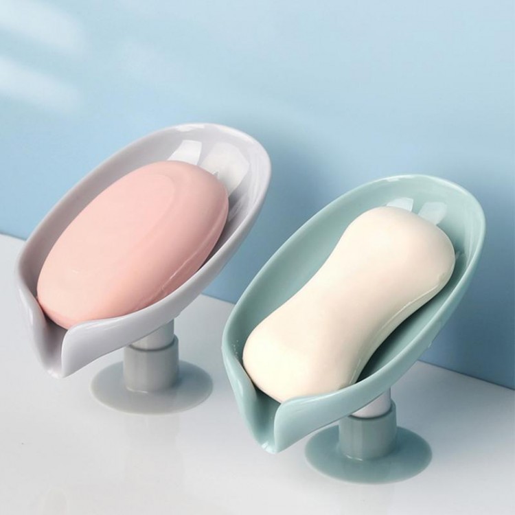 Creative Leaf-shaped Soap Box Bathroom Shower Portable Storage Soap Rack Non-porous Vertical Suction Cup Drainage Sanitary Ware