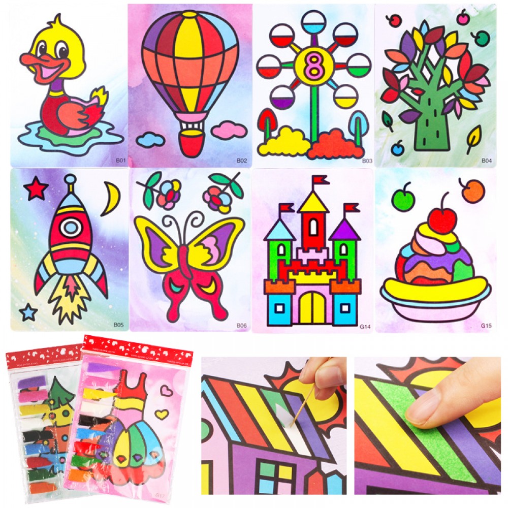10Pcs Children Creative DIY Sand Painting Montessori Learning Educational Drawing Toys Children Art Doodle Pad Crafts Games Gift