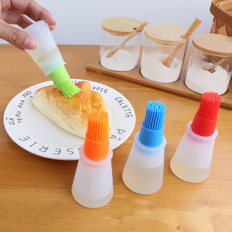 NEW2022 NEW Portable Oil Bottle Barbecue Brush Silicone Kitchen BBQ Cooking Tool Baking Pancake Barbecue Camping Accessories