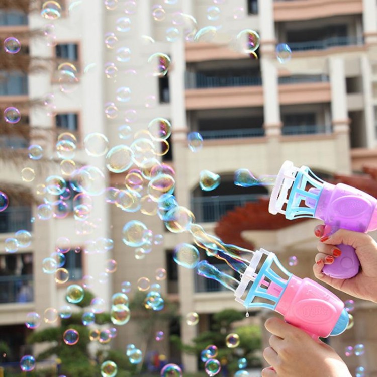 Funny Bubble Blower Machine Electric Automatic Bubble Maker Gun With Mini Fan Kids Outdoor Bubble Water Toys Wholesale