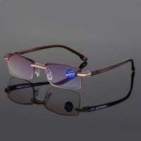 seemfly Reading Glasses Men Anti Blue Rays Presbyopia Goggles Women Vintage Rimless Eyewear Diopter +1.0 1.5 2.0 2.5 3.0 3.5 4.0
