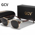 GCV Double Layer Removable Lens Sunglasses The Blu-Ray Glasses Acetate Gothic Retro Steampunk Polarized Men Women Sunglesses