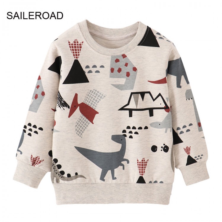 SAILEROAD Spring New Boys 2-7 Years Clothes Cotton Outerwear Cartoon Dinosaurs Baby Tops Girls Kids Toddler Hoodie Sweatshirts