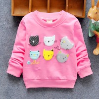 2021 New Arrival Baby Girls Sweatshirts Winter Spring Autumn Children Hoodies 6 Cats Long Sleeves Sweater Kids T-shirt Clothes