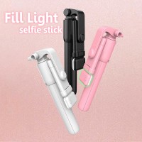Cell Phone Selfie Stick Tripod Bluetooth Remote Wireless Selfi Stick Phone Holder Stand with Beauty Fill Light for iPhone Huawei