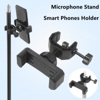 Phone Holder 360 Degree Rotating Universal Microphone Supporting Stand  For 6.5-10cm Smart Phones Music Live Show Holder