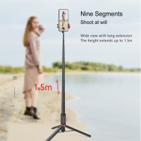 Selfie Stick Tripod with Remote 150cm Wireless Mini Phone Tripod Foldable Portable Phone Stand Holder for IOS Android Smartphone