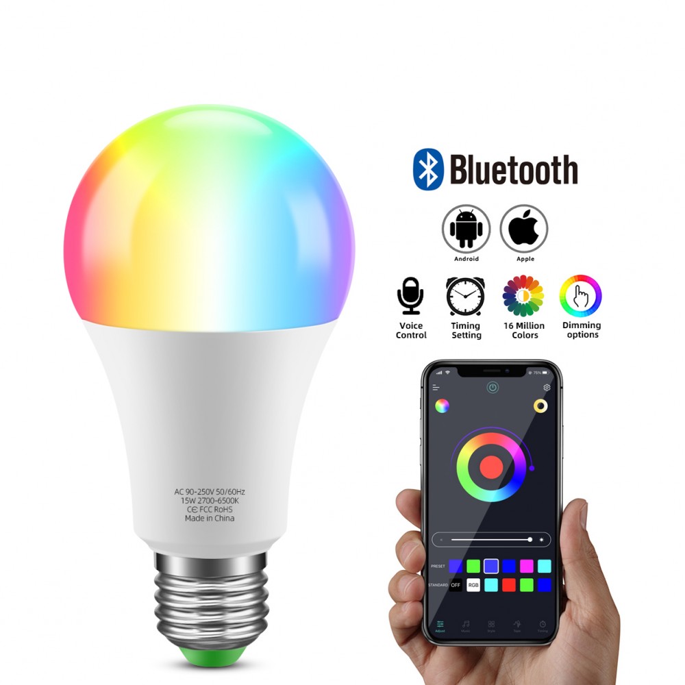 Bluetooth Smart LED Bulb Magic Lamp Colourful RGB RGBW RGBWW 15W E27 LED Lamp Home Bedroom Christmas Party Decoration Light
