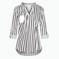 Maternity Clothes Blouses Shirts Long Sleeve Striped Nursing Tops Blouse For Breastfeeding Clothes Women Maternity T-shirt