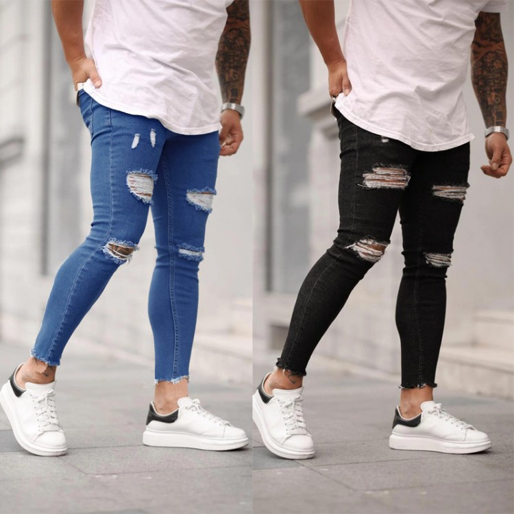 Sexy Ripped Jeans Men Slim Long Pencil Pants Spring Hole Men Fashion Thin Skinny Jeans Male Hip-hop Trousers Clothes Clothing