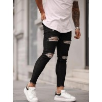 Sexy Ripped Jeans Men Slim Long Pencil Pants Spring Hole Men Fashion Thin Skinny Jeans Male Hip-hop Trousers Clothes Clothing