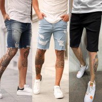 2021 Brand New New Men shorts Jeans Short Pants Destroyed Skinny jeans Ripped Pant Frayed Denim size S-3XL