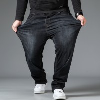 Large Size Black Jeans Elastic Band 10XL Oversize High Waist Loose Pant Husband Plus Size Fat Loose Blue Male Denim Trouser