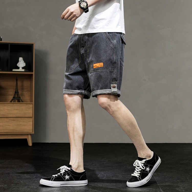 Men Short Pant Blue Jean Shorts Summer Pants Japanese Fashion Streetwear Denim Shorts Men&#39;s Cargo Shorts Korean Stytle Overalls