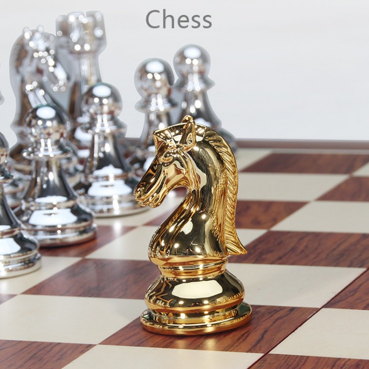 Metal Chess Sets Professional Table Games Pieces European Style Wooden Folding Chessboard Puzzle Children Adult Gift Ornaments