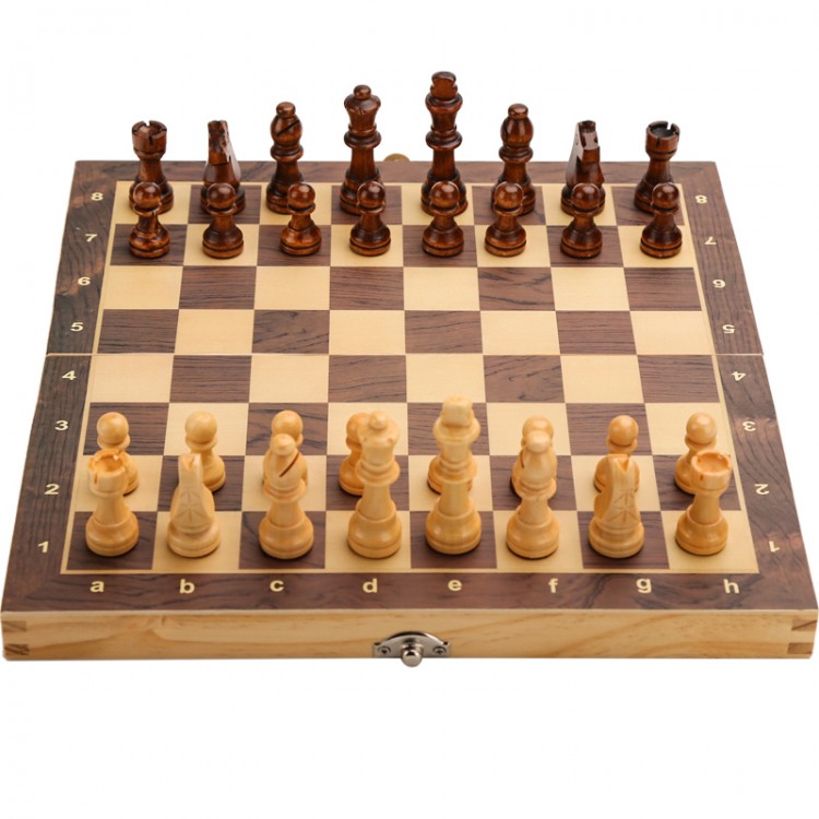 Chess Wooden Wooden Checker Board Solid Wood Pieces Folding Chess Board High-end Puzzle Chess Game