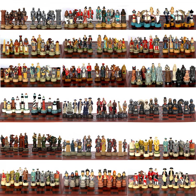 Chess Pieces 32 Pieces Chess Hand Carved Hand Painted Stalin vs Germany War Pieces Collection Deluxe No Chessboard