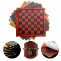 Chess Board 9 Colors Embossed Design Leather Table Game Portable Universal Luxury Checkers  Chess Intellectual Toy Gift