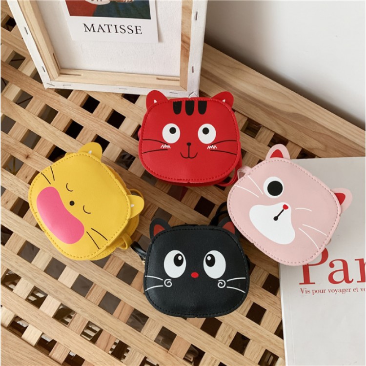 Baby Girls Lovely Cats Coin Purse PU Leather Cute Boys Kids Mini Shoulder Bag Fashion Children Crossbody Bags Money Wallet