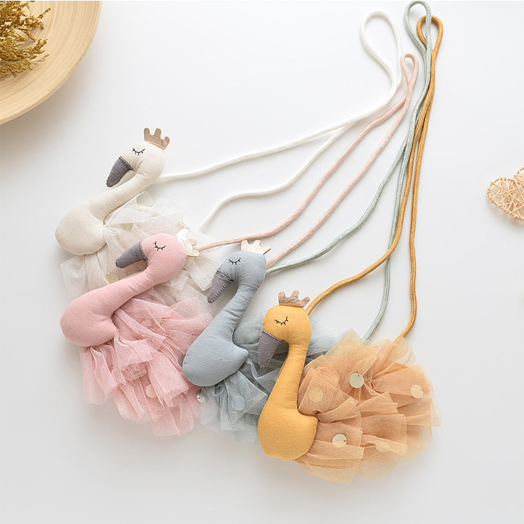 Monsisy 2020 New Children Coin Purse Handbag Wallet Girl Bag Kawaii 3D Swan Kid Shoulder Bag Lolita Baby Small Lace Bags Gift