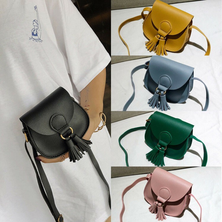 7 Colors Brand Children Girls Small Shoulder Bag Kids Sweet PU Leather Waist Bag Crossbody Handbags Crossbody Satchel Tote Solid