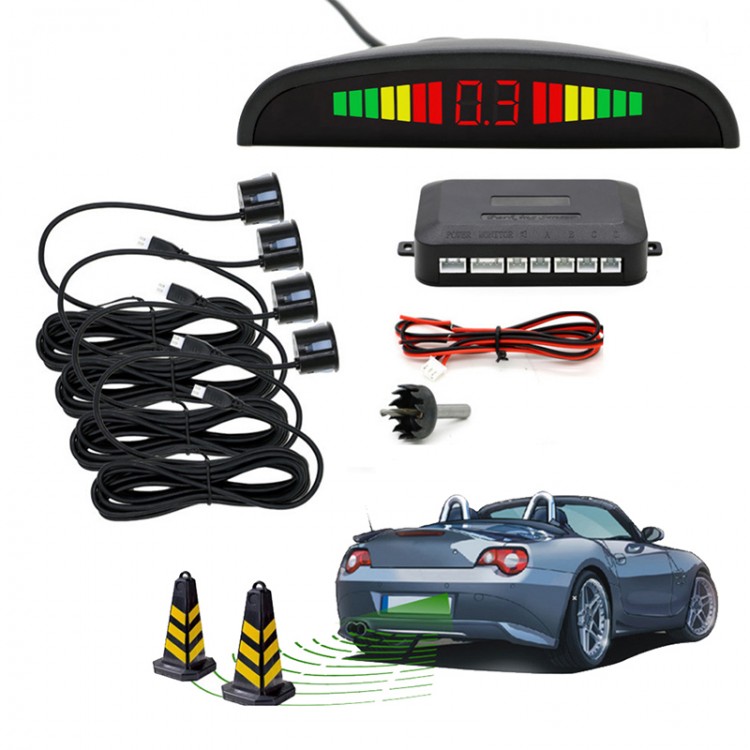 Car Auto Parktronic LED Parking Sensor with 4 Sensors Reverse Backup Car Parking Radar Monitor Detector System Backlight Display
