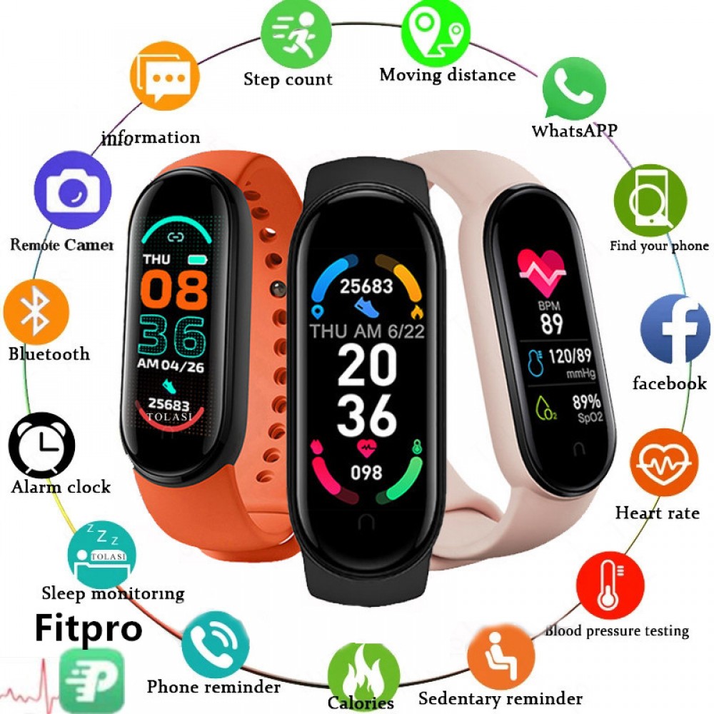 2021 New M6 Smart Watch Men Women Fitness Sports Smart Band Fitpro Version Bluetooth Music Heart Rate Take Pictures Smartwatch