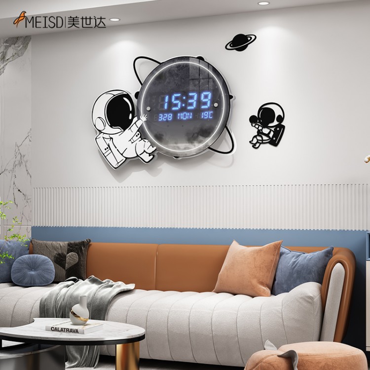 MEISD Large Digital Wall Clock Calendar Temperature Dates Modern Astronaut Watch Living Room Decor Analog Horloge Free Shipping