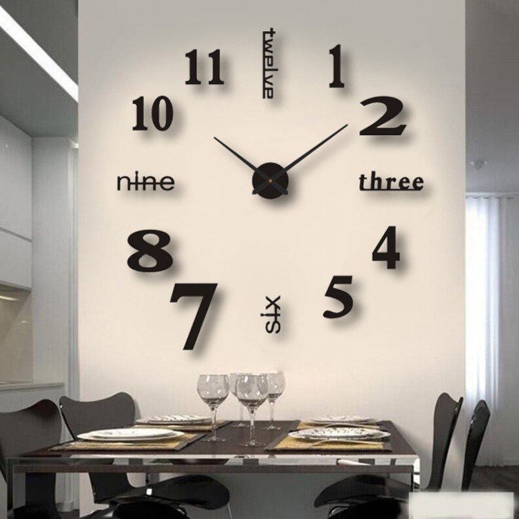 Silent 3d Wall Clock Mirror Wall Stickers DIY Frameless Luminous Clock 90cm Large Size  Acrylic Quartz Pointer Living Room Decor
