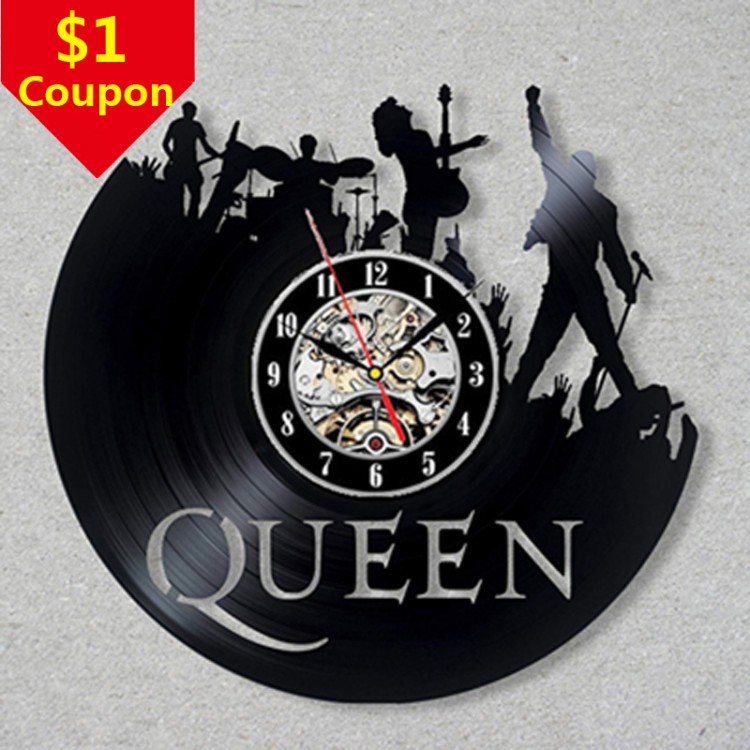 Queen Rock Band Wall Clock Modern Design Music Theme Classic Vinyl Record Clocks Wall Watch Art Home Decor Gifts for Musician