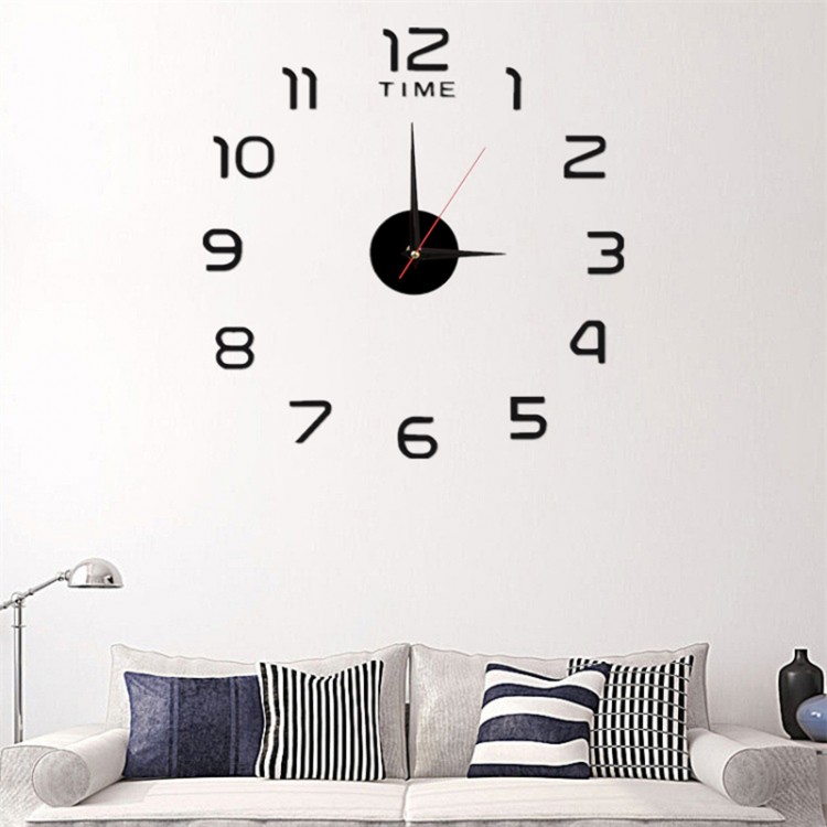 3D Wall Clock 40cm/16&#39;&#39; Frameless DIY Sticker Clock for School Hotel Wall Decoration Home Office Living Room Bedroom Decor