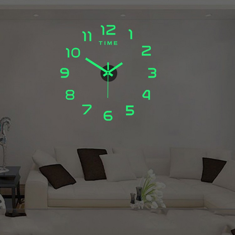 Quartz Luminous Wall Clocks Fashion Watches 3D Real Big Wall Clocks Modern  Rushed Mirror Sticker Diy Living Room Decor