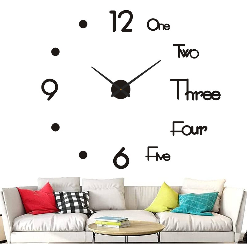 3D Wall Clock Luminous Frameless Wall Clock Digital Clock Wall Decal Sticker Silent Clock for Home Living Room Office Wall Decor