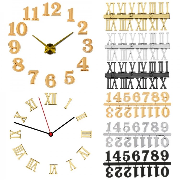 1 Set Quartz Clock Numerals Accessories Arabic Number Roman Numerals Clock Parts Handmade Material Restore Digital Repair Tools