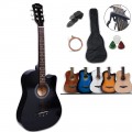 38 Inch Colour Acoustic Guitar Travel Folk Guitarra  41 Inch Steel String Guitar with Bag Pick Capo Tuner
