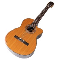 High Gloss Solid Red Cedar 39 Inch Classic Electric Guitar 6 String 19F Classical Guitar Natural Clolor with Armrest Bone Nut