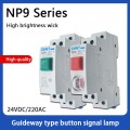 CHINT NP9 push button card DIN rail button switch reset with moving  Signal light LED 220V 2NO 2NC Pushbutton Switch 24V