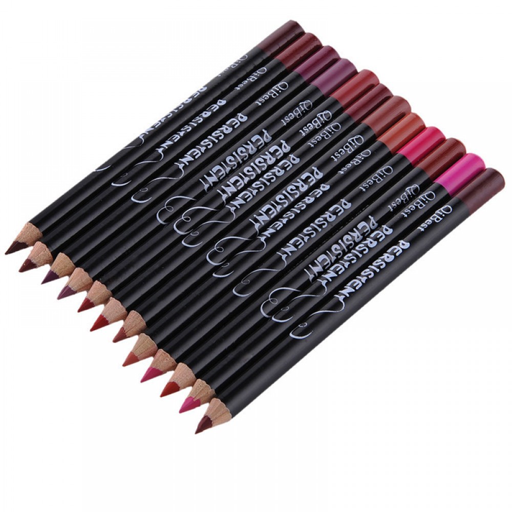 12pcs Professional Multi-functional Lipliner Pencil Long Lasting Waterproof Lip Eye Brow Cosmetic Makeup Colorful Lip Liner Pens