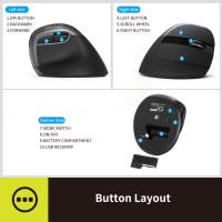 Delux M618Mini DB  Ergonomic Wireless 2.4GHz + Bluetooth Mouse  2400 DPI Vertical Mice 6 Buttons For Computer and Laptop