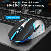 Gaming Mouse Rechargeable 2.4GWireless Bluetooth Mouse Mute Ergonomic Mouse for Computer Laptop LED Backlit Mice for IOS Android