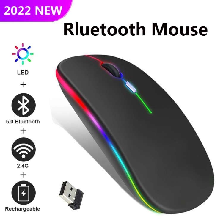 New Wireless  Bluetooth Mouse with USB Rechargeable RGB Mouse  2.4GHz 1600DPI  for Computer Laptop PC Gaming Mouse Gamer Macbook