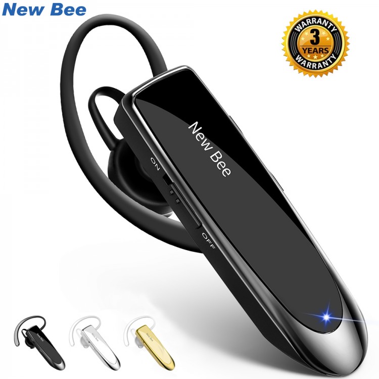New Bee Bluetooth V5.0 Headset Wireless Headphones Hands-free Earphones 22H Music Earpiece with CVC6.0 Mic for Business/Driving